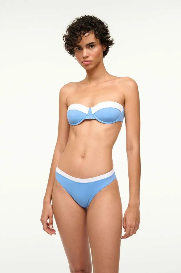 STAUD Swim JO BALCONETTE BIKINI TOP Azure White 8211 Women