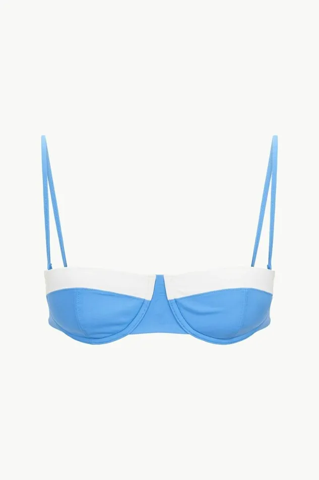 STAUD Swim JO BALCONETTE BIKINI TOP Azure White 8211 Women