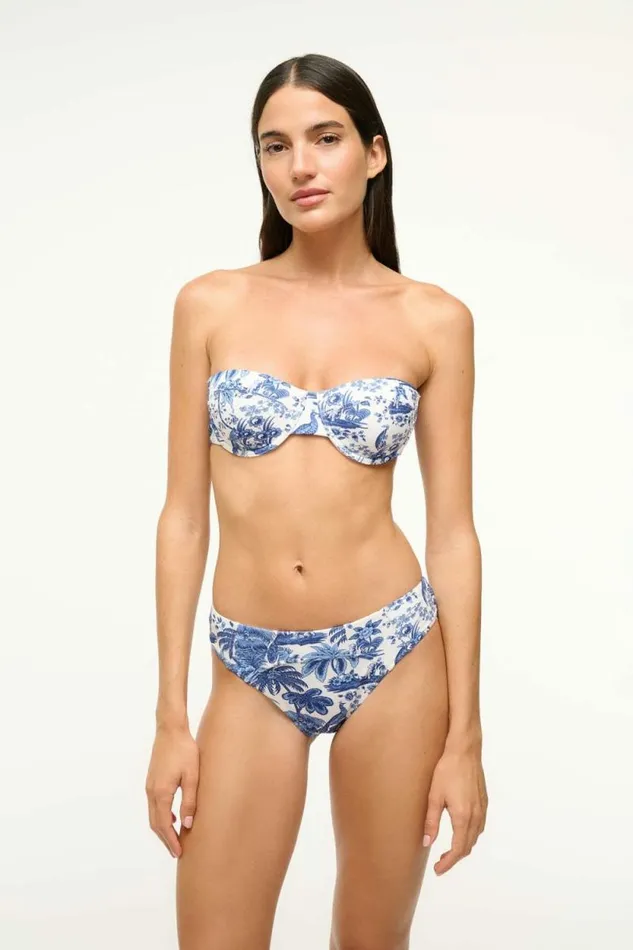 STAUD Swim JO BALCONETTE BIKINI TOP Blue Toile 8211 Women