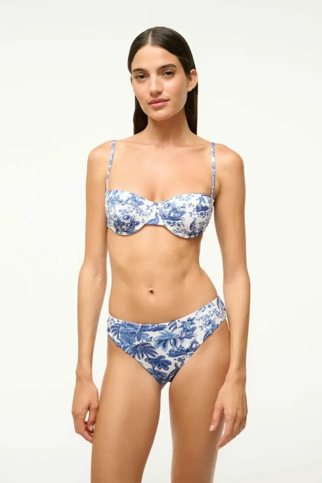 STAUD Swim JO BALCONETTE BIKINI TOP Blue Toile 8211 Women STAUD Swim JO BALCONETTE BIKINI TOP Blue Toile 8211 Women