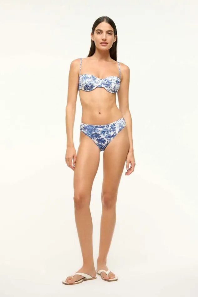 STAUD Swim JO BALCONETTE BIKINI TOP Blue Toile 8211 Women STAUD Swim JO BALCONETTE BIKINI TOP Blue Toile 8211 Women