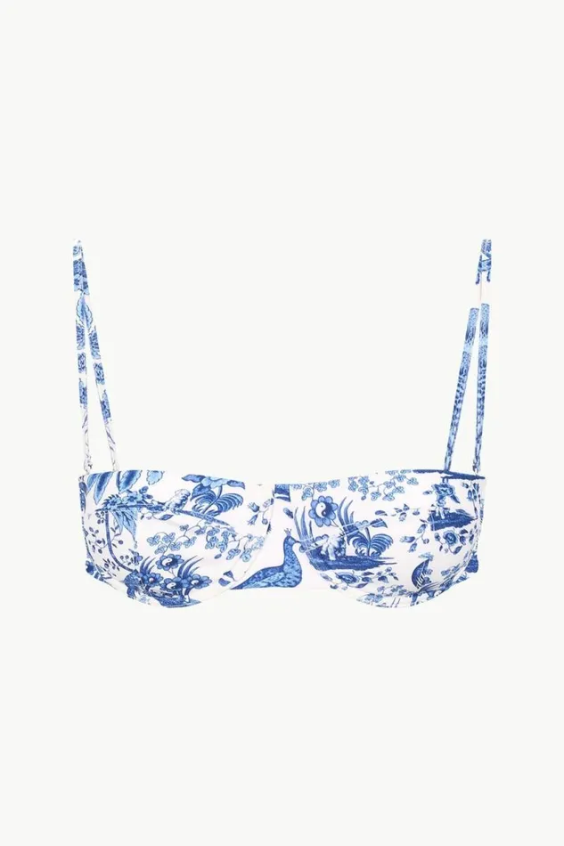 STAUD Swim JO BALCONETTE BIKINI TOP Blue Toile 8211 Women STAUD Swim JO BALCONETTE BIKINI TOP Blue Toile 8211 Women