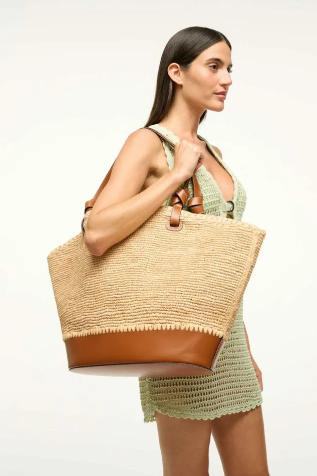 STAUD Swim SQUILLO RAFFIA TOTE Natural Tan 8211 Women STAUD Swim SQUILLO RAFFIA TOTE Natural Tan 8211 Women