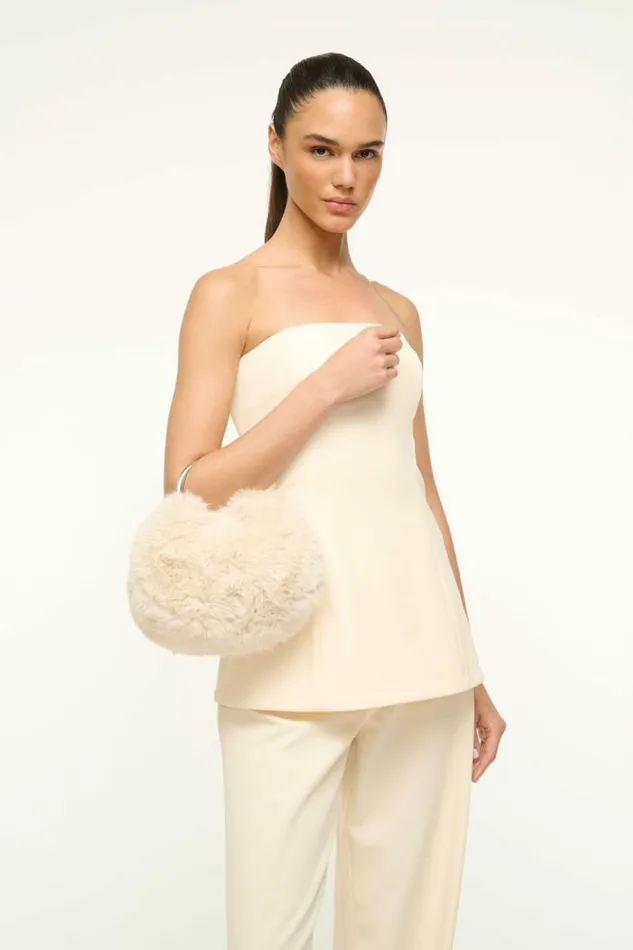 STAUD The Evening Edit ROMEO FAUX FUR BAG Cream 8211 Women
