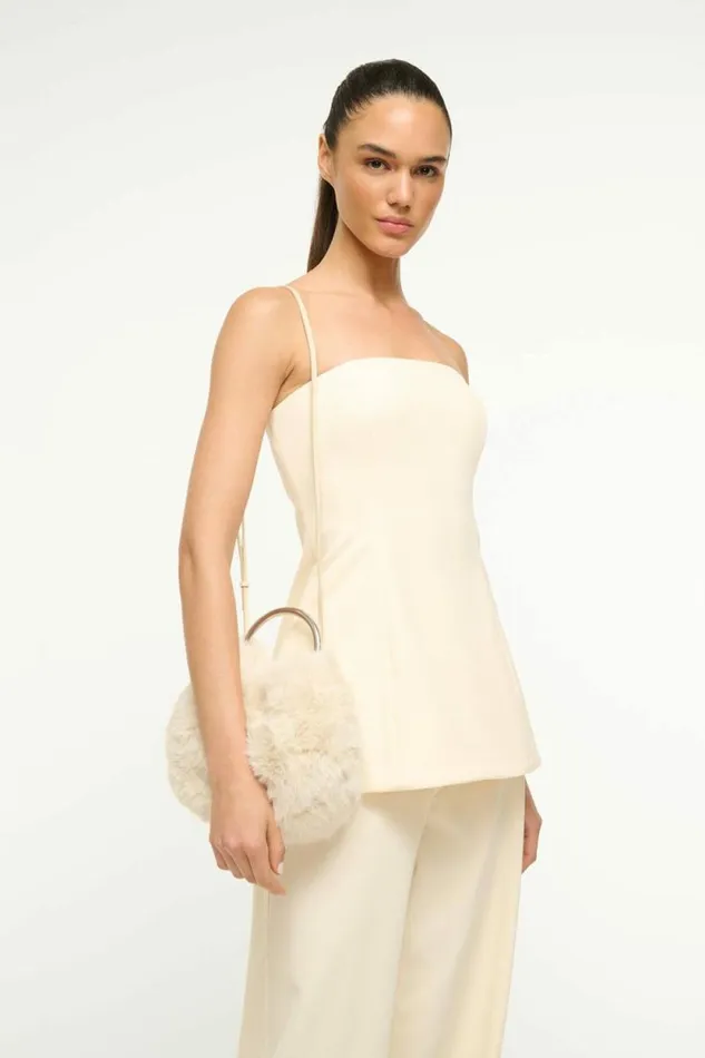 STAUD The Evening Edit ROMEO FAUX FUR BAG Cream 8211 Women
