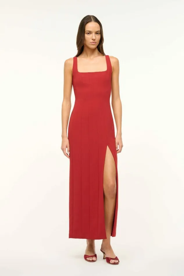 STAUD The Knit Shop ANKLE PORTRAIT DRESS Rouge 8211 Women