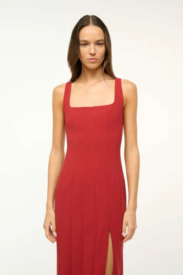STAUD The Knit Shop ANKLE PORTRAIT DRESS Rouge 8211 Women STAUD The Knit Shop ANKLE PORTRAIT DRESS Rouge 8211 Women