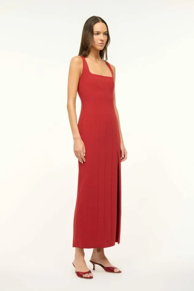 STAUD The Knit Shop ANKLE PORTRAIT DRESS Rouge 8211 Women STAUD The Knit Shop ANKLE PORTRAIT DRESS Rouge 8211 Women