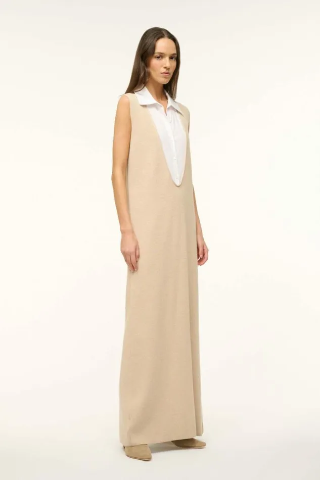 STAUD The Knit Shop LESLIE DRESS Camel White 8211 Women