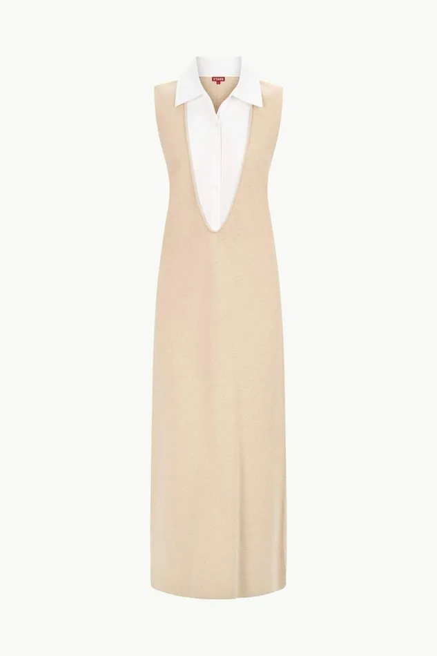 STAUD The Knit Shop LESLIE DRESS Camel White 8211 Women
