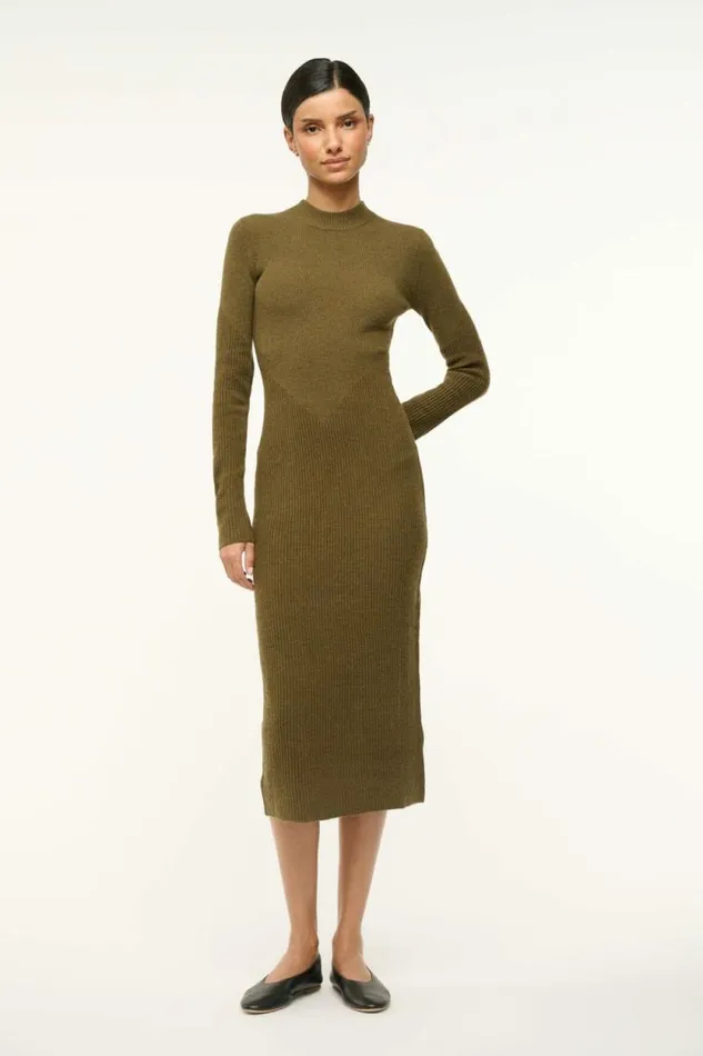 STAUD The Knit Shop RAMONA DRESS Sergeant Green 8211 Women