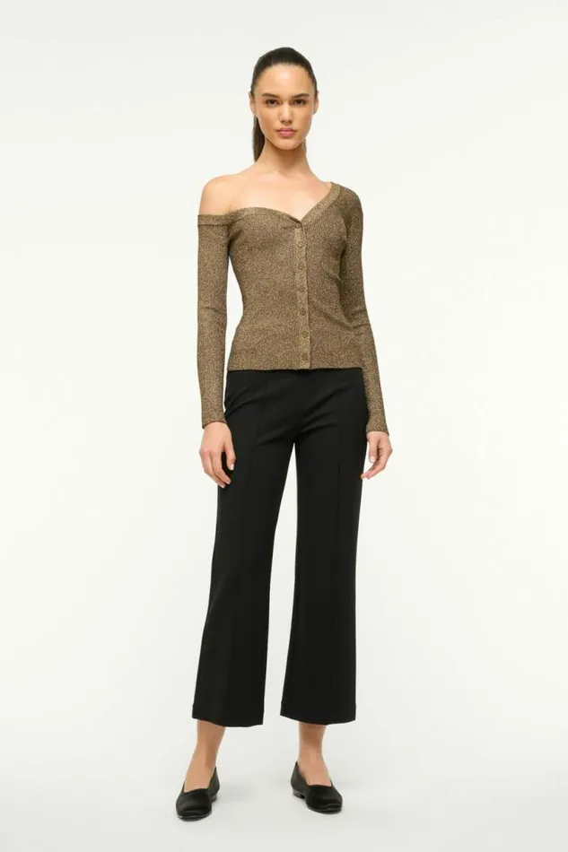 STAUD Tops CRAFTSMAN SWEATER Metallic Gold 8211 Women