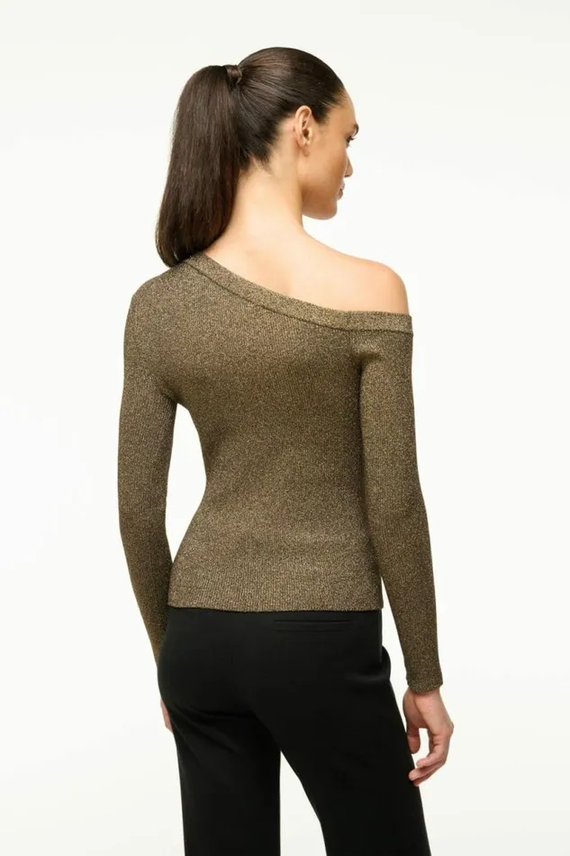 STAUD Tops CRAFTSMAN SWEATER Metallic Gold 8211 Women