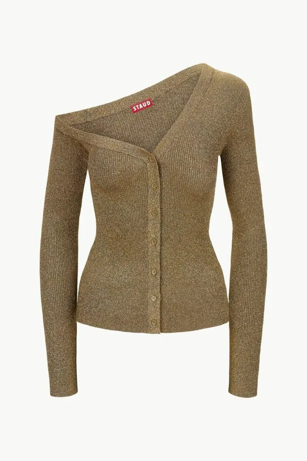 STAUD Tops CRAFTSMAN SWEATER Metallic Gold 8211 Women