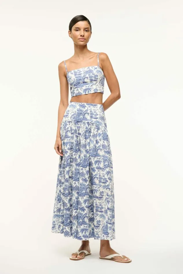 STAUD Tops FEDERICO TANK Blue Toile 8211 Women STAUD Tops FEDERICO TANK Blue Toile 8211 Women