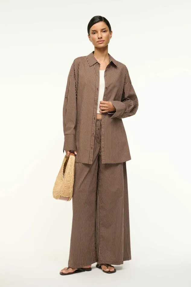 STAUD Tops SANDBAR TOP Dark Oak Micro Stripe 8211 Women