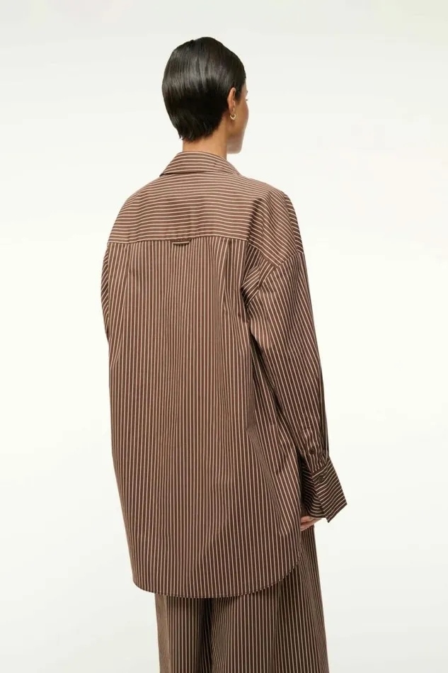 STAUD Tops SANDBAR TOP Dark Oak Micro Stripe 8211 Women STAUD Tops SANDBAR TOP Dark Oak Micro Stripe 8211 Women