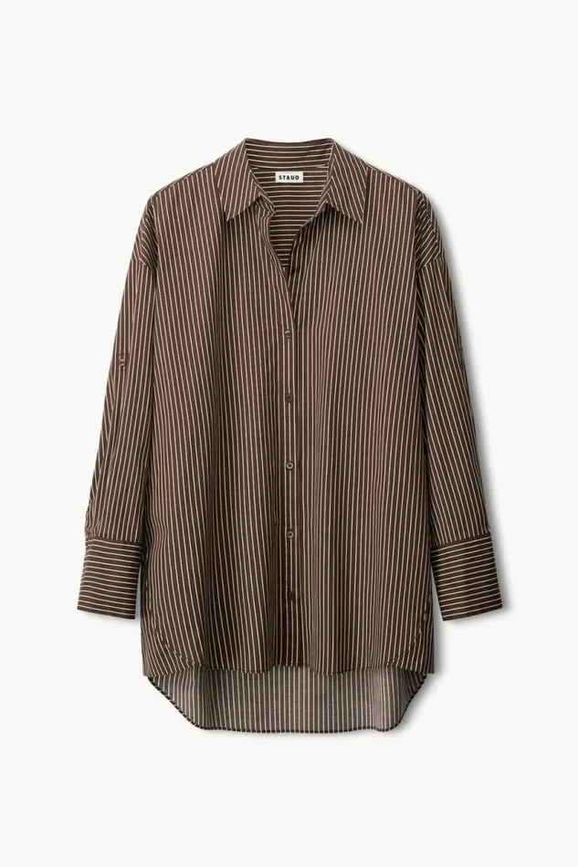 STAUD Tops SANDBAR TOP Dark Oak Micro Stripe 8211 Women STAUD Tops SANDBAR TOP Dark Oak Micro Stripe 8211 Women
