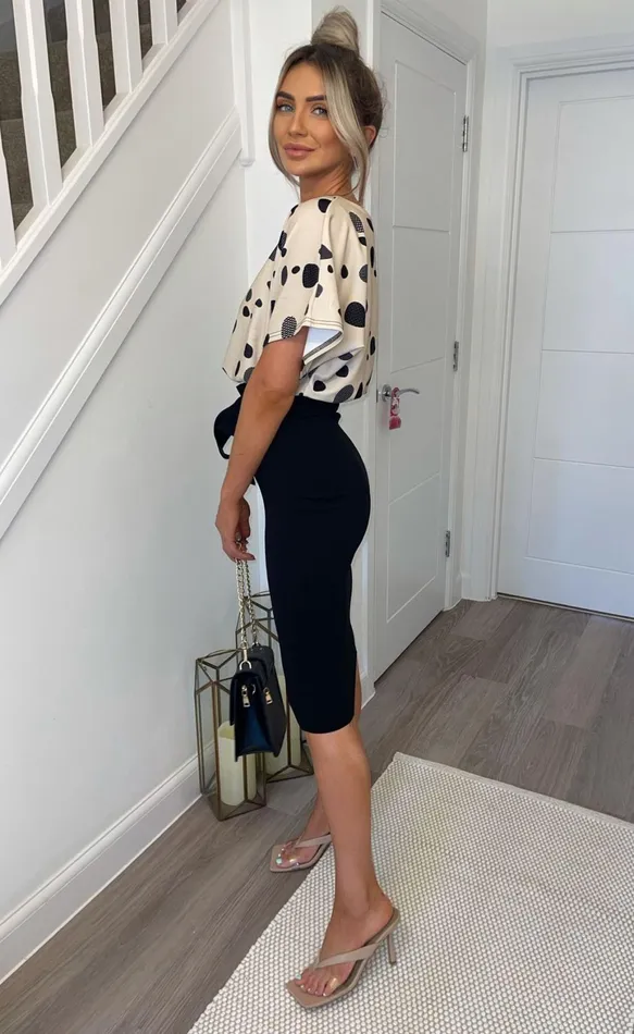Stone Printed Rachel Batwing Dress Women Missfiga Midi Dresses