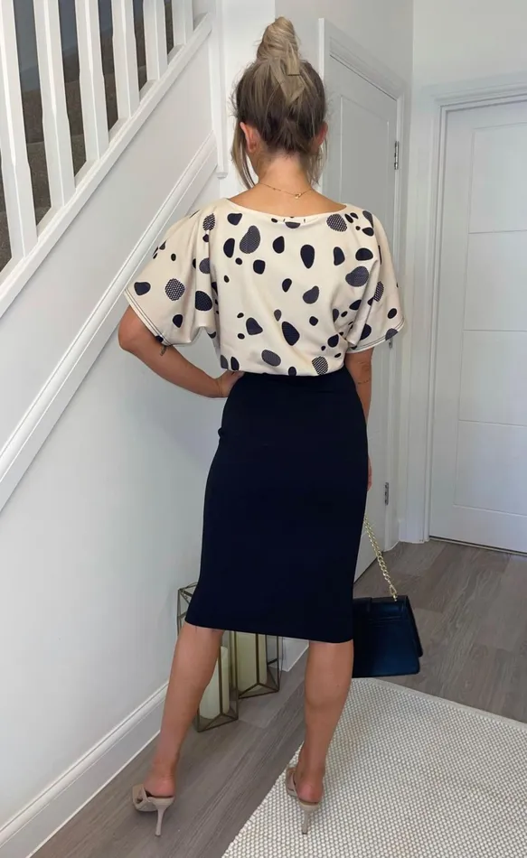 Stone Printed Rachel Batwing Dress Women Missfiga Midi Dresses