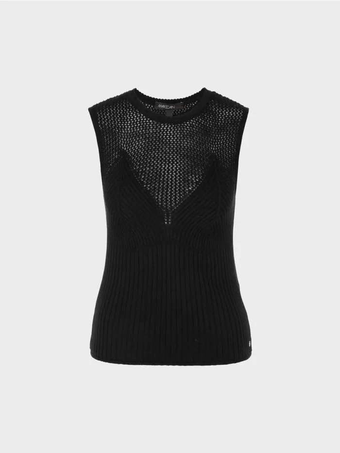 Strick Damen Marc Cain rmelloses Top In Deutschland Gestrickt Black