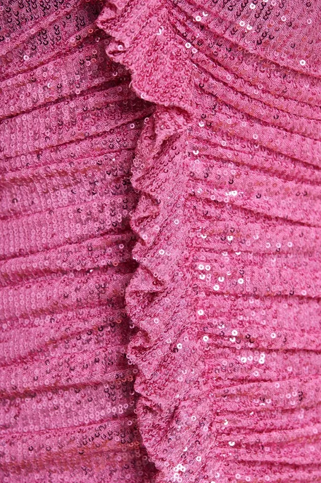 Sunbeam Rouched Long Sleeve Micro Mini Dress Pink Women Needle and Thread Dresses