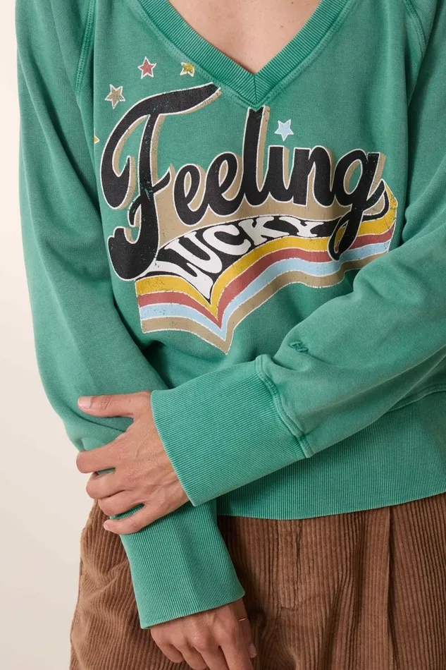 Sweatshirts Women Leon and Harper Shavi Lucky Sweatshirt Green