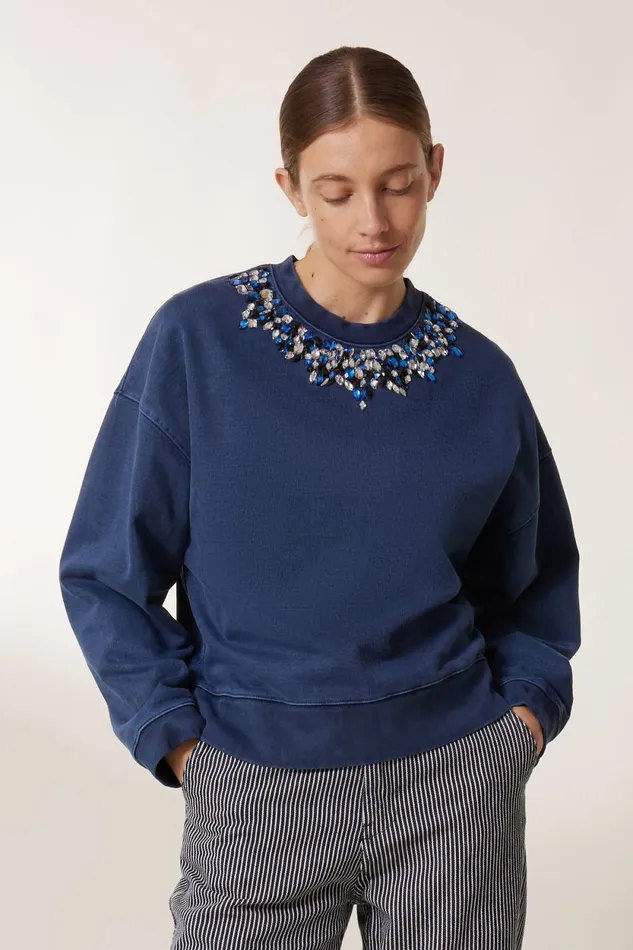 Sweatshirts Women Leon and Harper Siena Stone Sweatshirt Indigo
