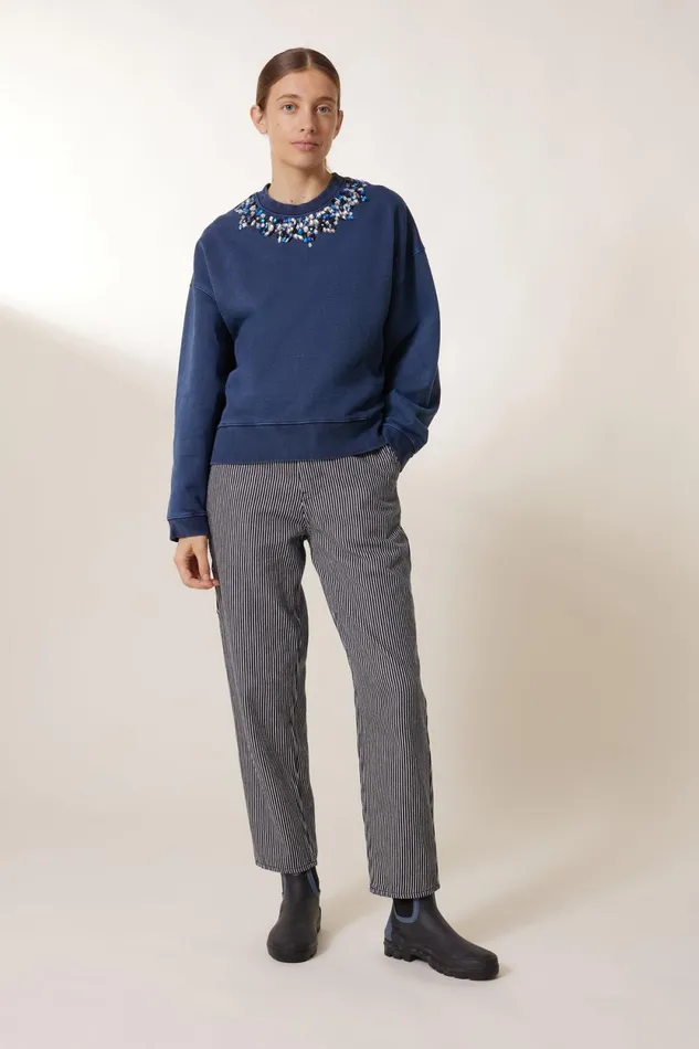 Sweatshirts Women Leon and Harper Siena Stone Sweatshirt Indigo