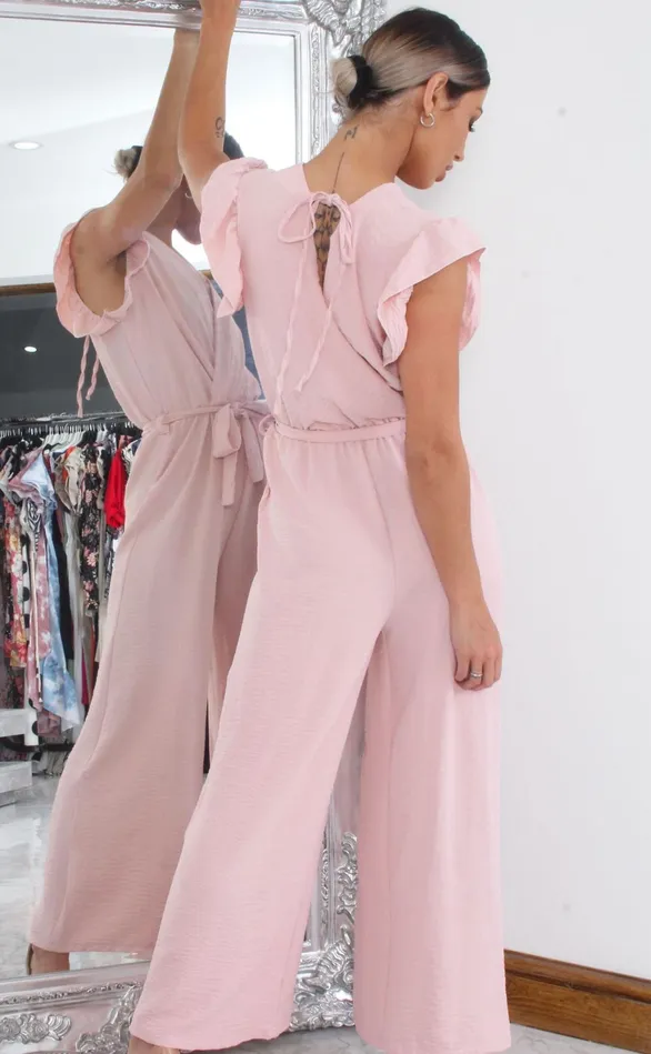Tatum Pink Wide Leg Frill Sleeve Jumpsuit Women Missfiga Jumpsuits Tatum Pink Wide Leg Frill Sleeve Jumpsuit Women Missfiga Jumpsuits
