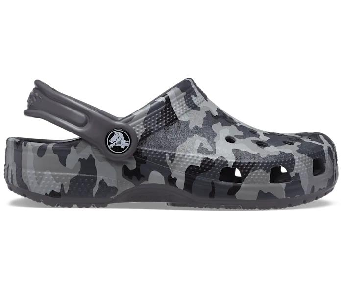 Toddler Classic Camo Clog Black Grey Kids Crocs Clogs