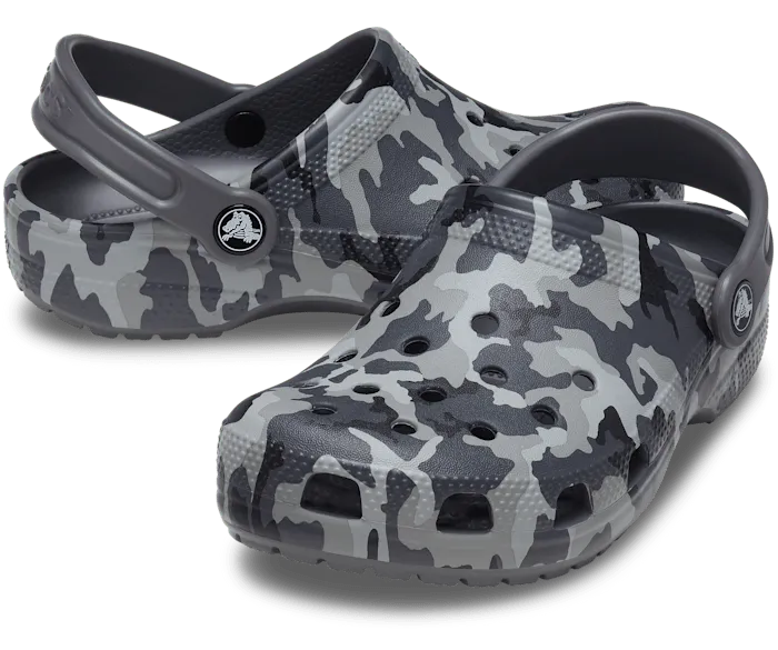 Toddler Classic Camo Clog Black Grey Kids Crocs Clogs