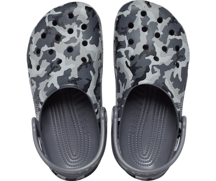 Toddler Classic Camo Clog Black Grey Kids Crocs Clogs