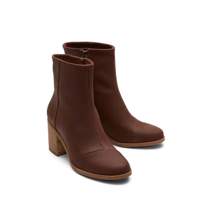 Toms Boots and Booties Evelyn Heeled Boot Leather Chestnut 8211 Women