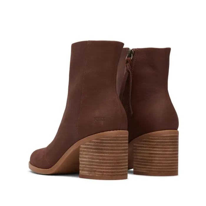 Toms Boots and Booties Evelyn Heeled Boot Leather Chestnut 8211 Women