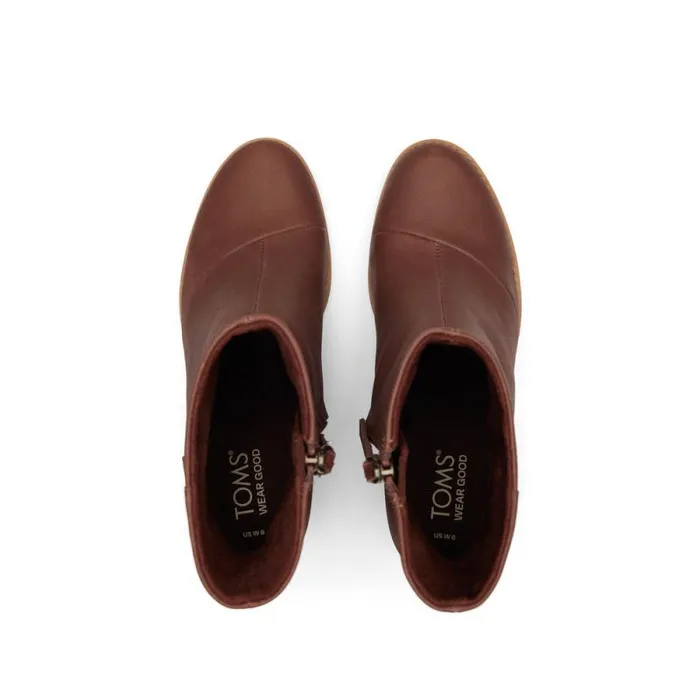 Toms Boots and Booties Evelyn Heeled Boot Leather Chestnut 8211 Women