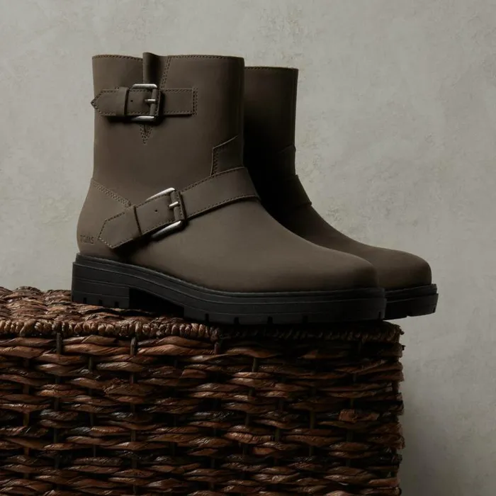 Toms Boots and Booties Ionie Moto Boot Canteen Nubuck Leather 8211 Women Toms Boots and Booties Ionie Moto Boot Canteen Nubuck Leather 8211 Women