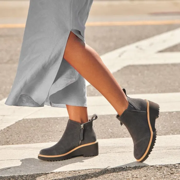 Toms Boots and Booties Maude Wedge Boot Forged Iron Suede 8211 Women Toms Boots and Booties Maude Wedge Boot Forged Iron Suede 8211 Women