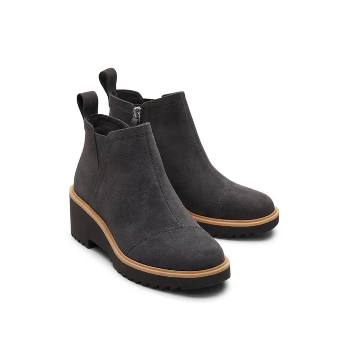 Toms Boots and Booties Maude Wedge Boot Forged Iron Suede 8211 Women Toms Boots and Booties Maude Wedge Boot Forged Iron Suede 8211 Women