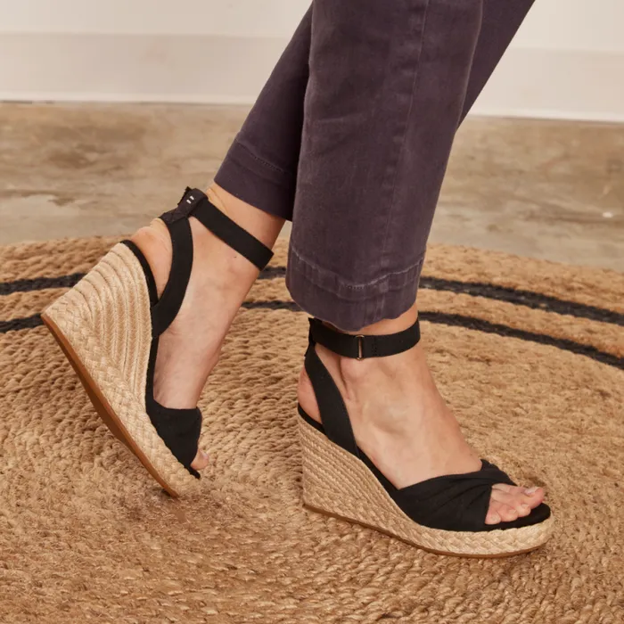 Toms Espadrilles Marisela Wedge Sandal Black Slubby Woven 8211 Women