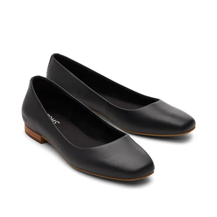 Toms Flats and Loafers Briella Flat Black Leather 8211 Women Toms Flats and Loafers Briella Flat Black Leather 8211 Women