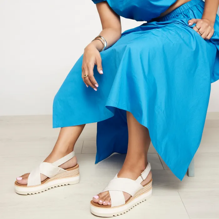 Toms Heels and Wedges Diana Crossover Wedge Sandal Natural 8211 Women