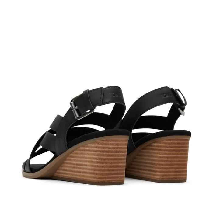 Toms Heels and Wedges Gracie Wedge Sandal Leather Black 8211 Women