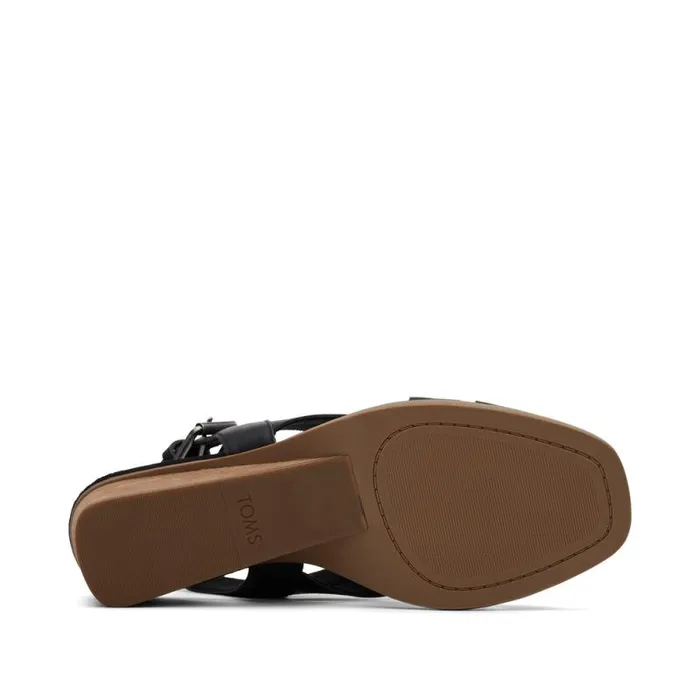 Toms Heels and Wedges Gracie Wedge Sandal Leather Black 8211 Women