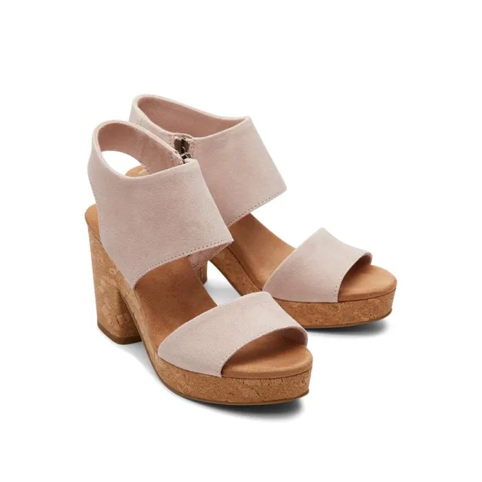 Toms Heels and Wedges Majorca Cork Platform Sandal Pink Suede 8211 Women Toms Heels and Wedges Majorca Cork Platform Sandal Pink Suede 8211 Women