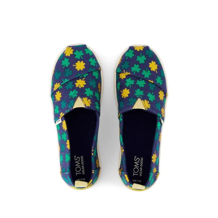 Toms TOMS Classics Alpargata Kids Shoe Lucky Shimmer Clovers 8211 KidsWomen Toms TOMS Classics Alpargata Kids Shoe Lucky Shimmer Clovers 8211 KidsWomen
