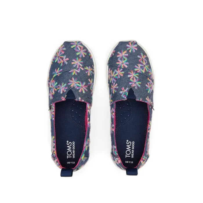 Toms TOMS Classics Alpargata Kids Shoe Navy Embroidered Floral 8211 KidsWomen Toms TOMS Classics Alpargata Kids Shoe Navy Embroidered Floral 8211 KidsWomen