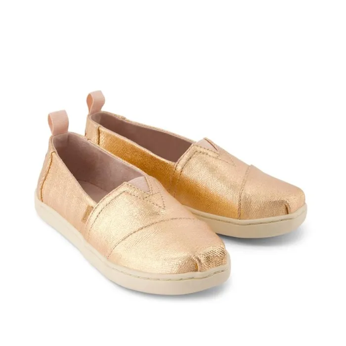 Toms TOMS Classics Alpargata Kids Shoe Rose Gold Metallic Herringbone 8211 WomenKids Toms TOMS Classics Alpargata Kids Shoe Rose Gold Metallic Herringbone 8211 WomenKids