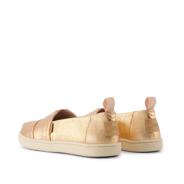 Toms TOMS Classics Alpargata Kids Shoe Rose Gold Metallic Herringbone 8211 WomenKids Toms TOMS Classics Alpargata Kids Shoe Rose Gold Metallic Herringbone 8211 WomenKids