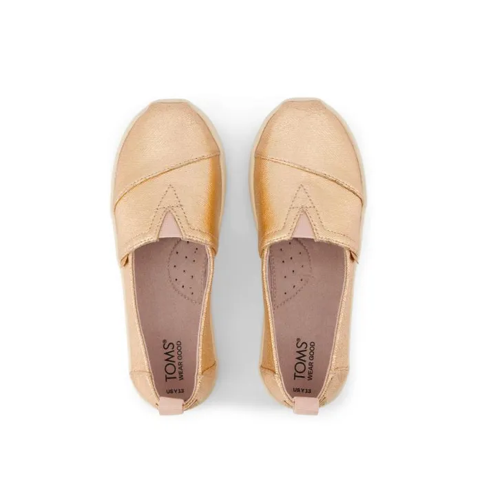 Toms TOMS Classics Alpargata Kids Shoe Rose Gold Metallic Herringbone 8211 WomenKids Toms TOMS Classics Alpargata Kids Shoe Rose Gold Metallic Herringbone 8211 WomenKids